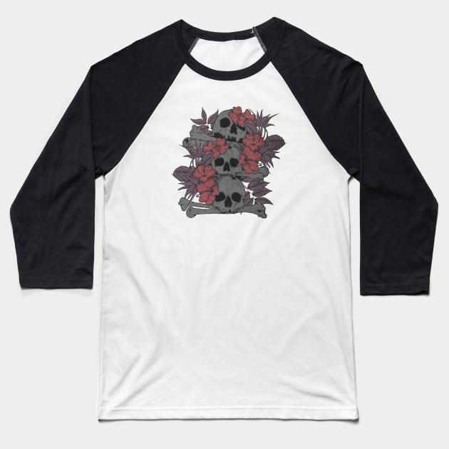 Skulls and crossbones Baseball T-Shirt by Jess Adams